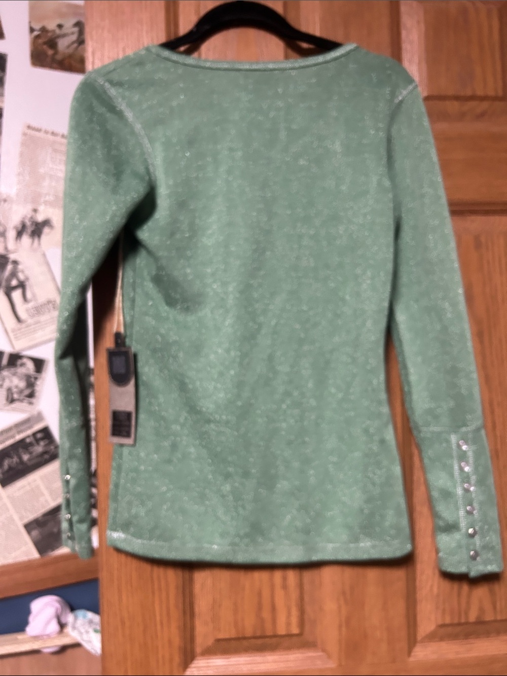 Double D Ranch Green Sparkle Long-Sleeve Henley - Picture 6 of 7